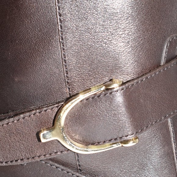 $1500 Gucci Riding Boots LEATHER brown gold Harness36.5 (JB21) - Picture 5 of 8